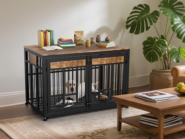 48 Inch Heavy Duty Dog Crate Furniture for Large Dogs, Decorative Pet House End Table, Extra Large Wooden Cage Kennel Furniture Indoor