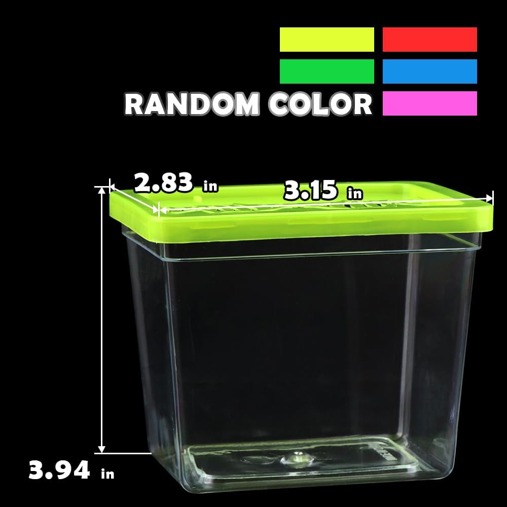 48 Pack Small Plastic Reptile Carrier Tarantula Enclosure Breeding Box Hatching Container for Spider Snail Turtle Hermit Crab Insect (3.9 x 2.9 x 3.1 Inch)