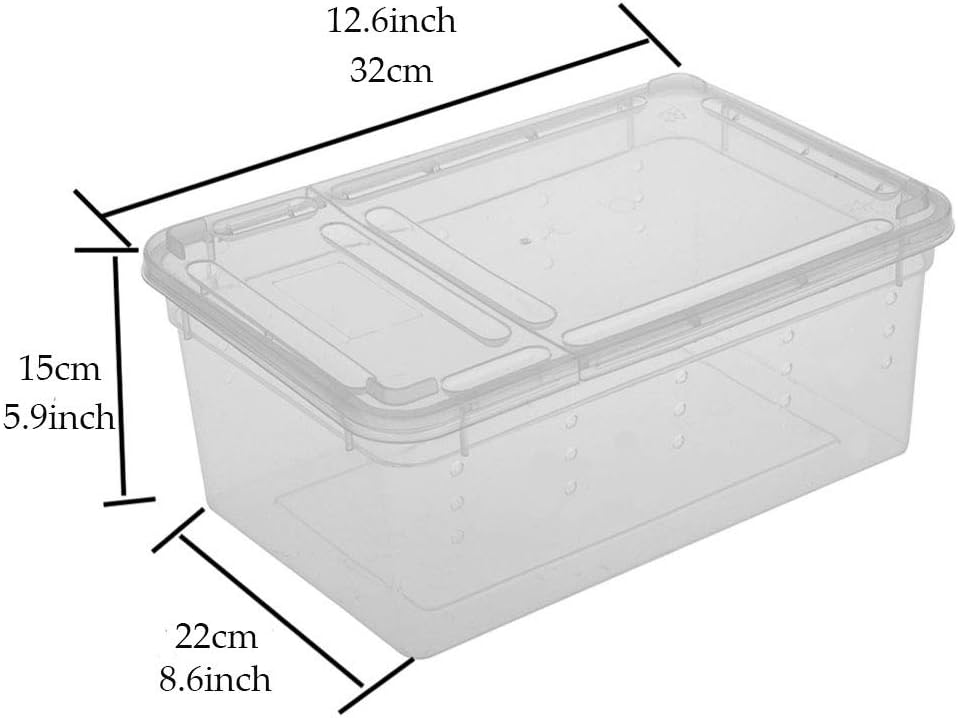 2 PCS Reptile Feeding Box Lizard Tarantula Habitat Cage Hatching Container Snake Breeding Box Transparent Portable Plastic Mini Pet Houses for Scorpion Spider Frog