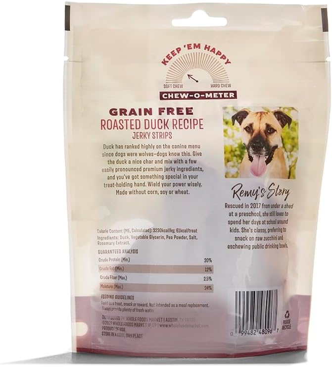 Whole Paws, Grain-Free Jerky Dog Treats, Roasted Duck Recipe, 5 Ounce