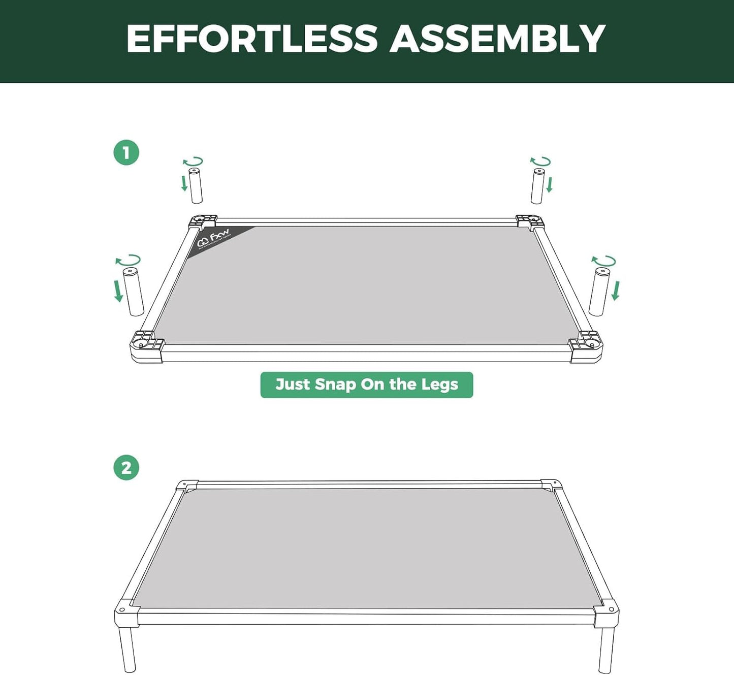 FXW TitanNest Chew-Proof Elevated Dog Bed, Raised Cot for Indoor/Outdoor/Camping Use, Durable & Waterproof Cooling Pet Bed for Medium Dogs, 41.0" L x 27.0" W x 5.0" H, Black