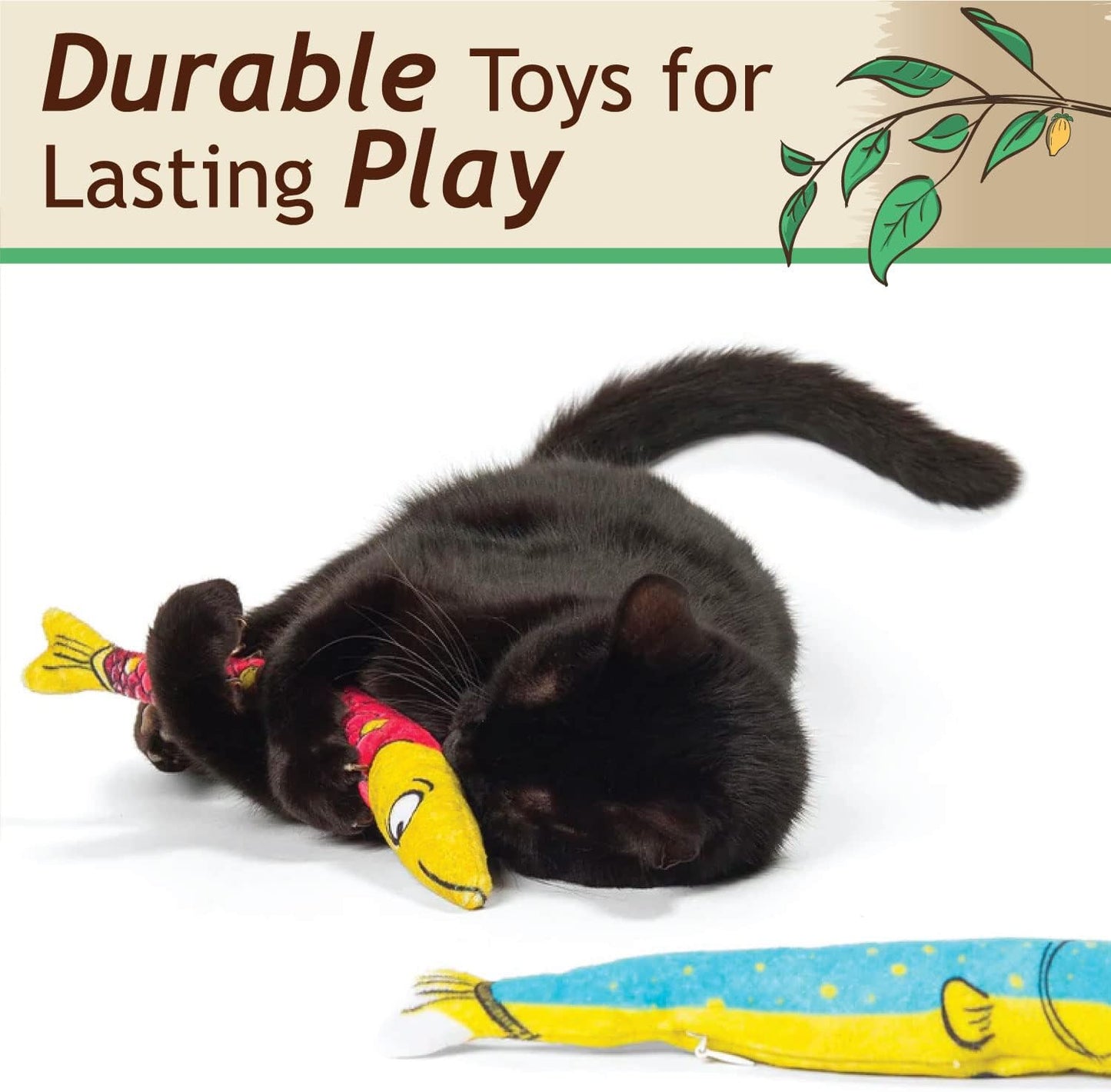 Silvervine Sardine 2-Pack Organic Catnip Substitute Toys for Cats & Kittens | 100% All-Natural Wild Harvested | 2 Refillable Sardine Kicker Cat Toys