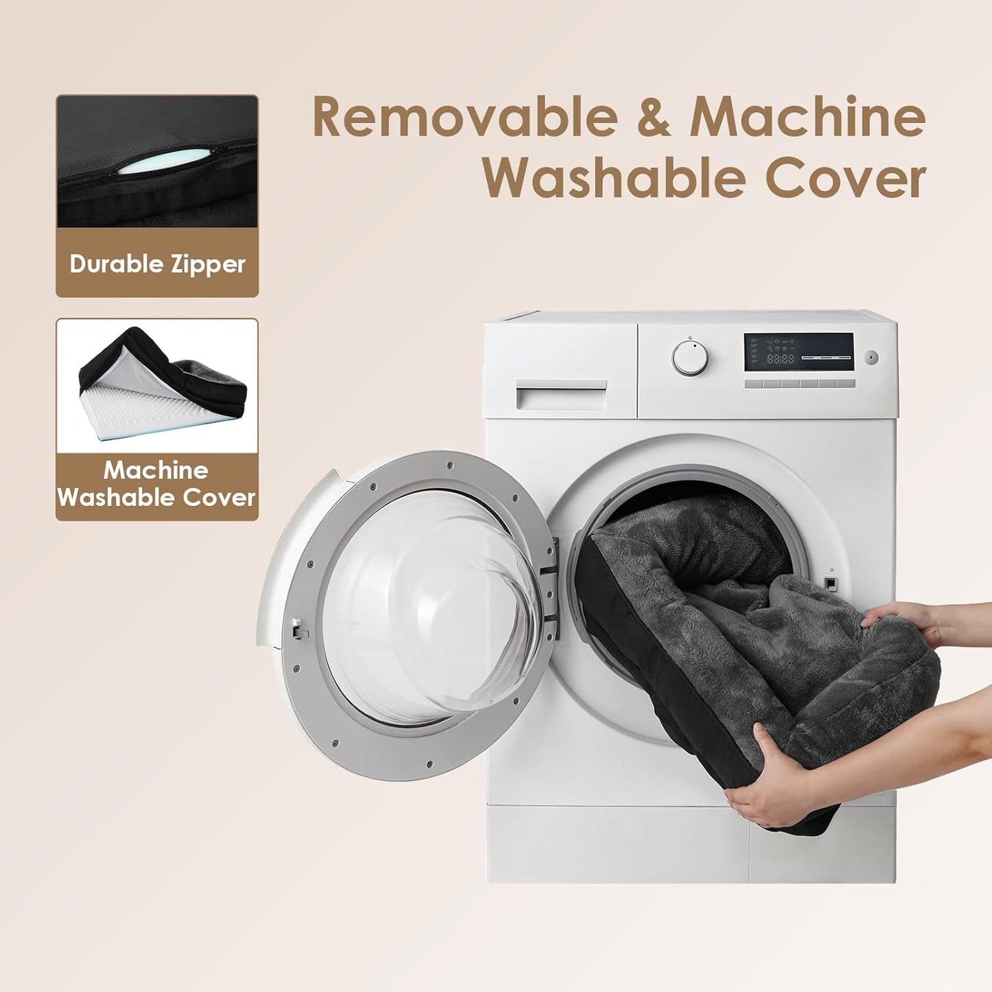 EHEYCIGA Memory Foam Dog Bed for Medium Size, Orthopedic Dog Sofa with Sides and Waterproof Liner, Washable Bolster Pet Couch with Removable Cover, 35x22x6.5 Inch, Grey/Black