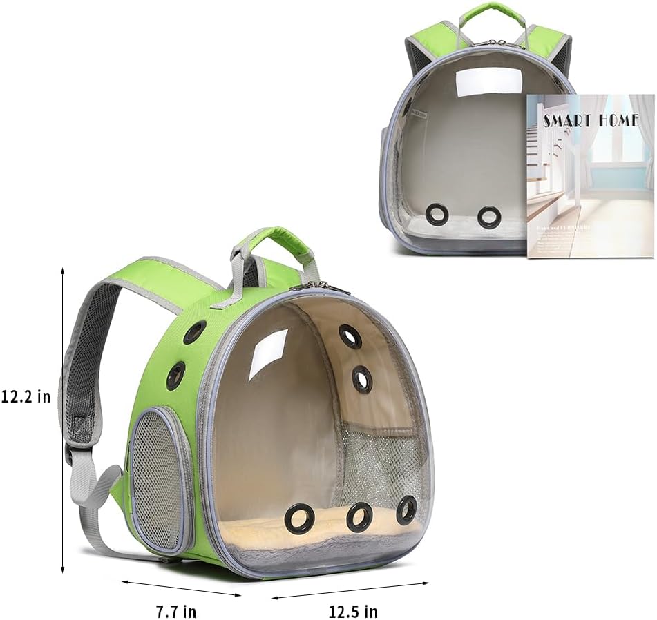 Bunny Carrier, Guinea Pig Carrier,Small Animal Carrier Backpack for Rabbit,Bearded Dragon, Lizard,Hamster,Kitten. Breathable Pet Travel Cage Bag (Grass Green)