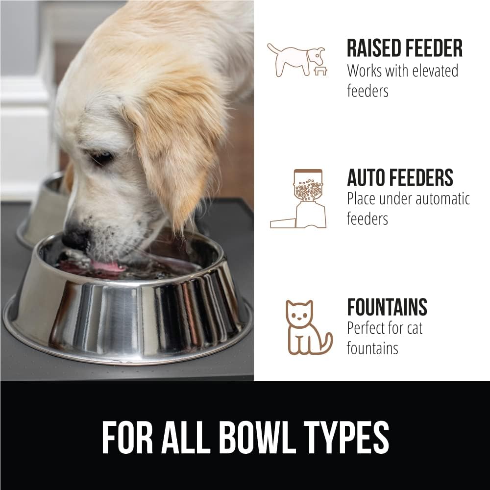 GORILLA GRIP 100% Waterproof Raised Edge BPA Free Silicone Pet Feeding Mat, Dog Cat Food Mats Contain Spills Protects Floors, Placemats for Cats and Dogs Water Bowl, Pets Accessories 32x24 Charcoal