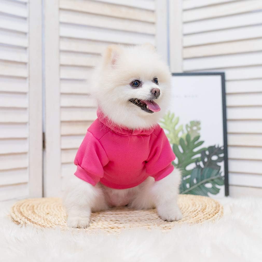 KOOLTAIL Basic Dog Hoodie - Soft & Warm Dog Hoodie Sweater with Leash Hole and Pocket, Dog Winter Coat, Cold Weather Clothes Sweatshirt for Small Medium Large Dogs Puppy Cat Boys Girls Deep Pink SM