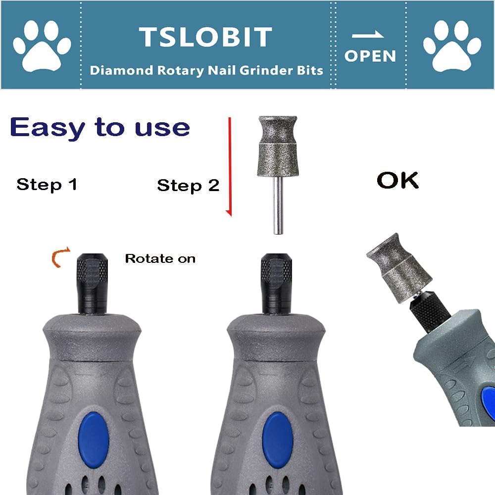 Diamond Dremel Dog Nail Grinder Attachment,1/8'' Pet Nail Grinder Wheel for Dremel Dog Nail Grinder, Diamond Rotory Bit for Dogs&Pets Nail Care,2-Pack(Large A&D)