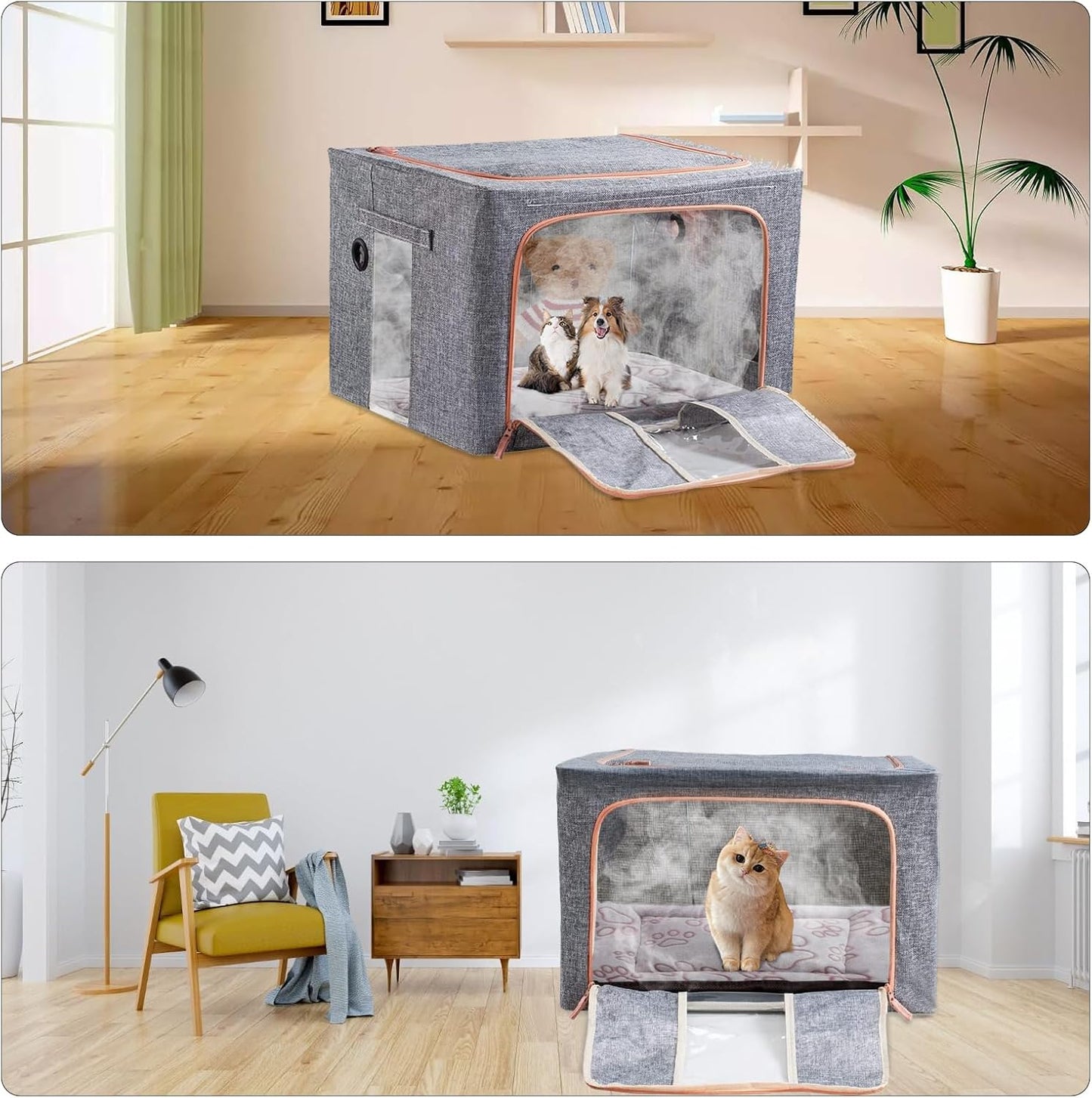 Puppy Incubator, Pet Atomization Oxygen Box, Incubator for Kitten and Puppies, Pet Nncubator with Nebulization Kit and Pets Blanket 100L