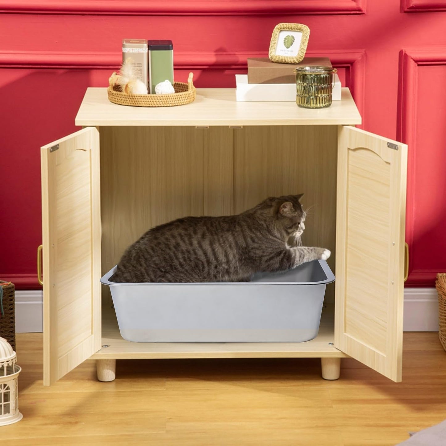 Stainless Steel Litter Box 2 Pack,Metal Litter Box Easy to Clean,Cat Litterbox Supplies for Kitten, Kitty, Rabbit, 6" High Side Cat Litter boxs,Stainless Steel LitterBox, No Smell,Non Stick