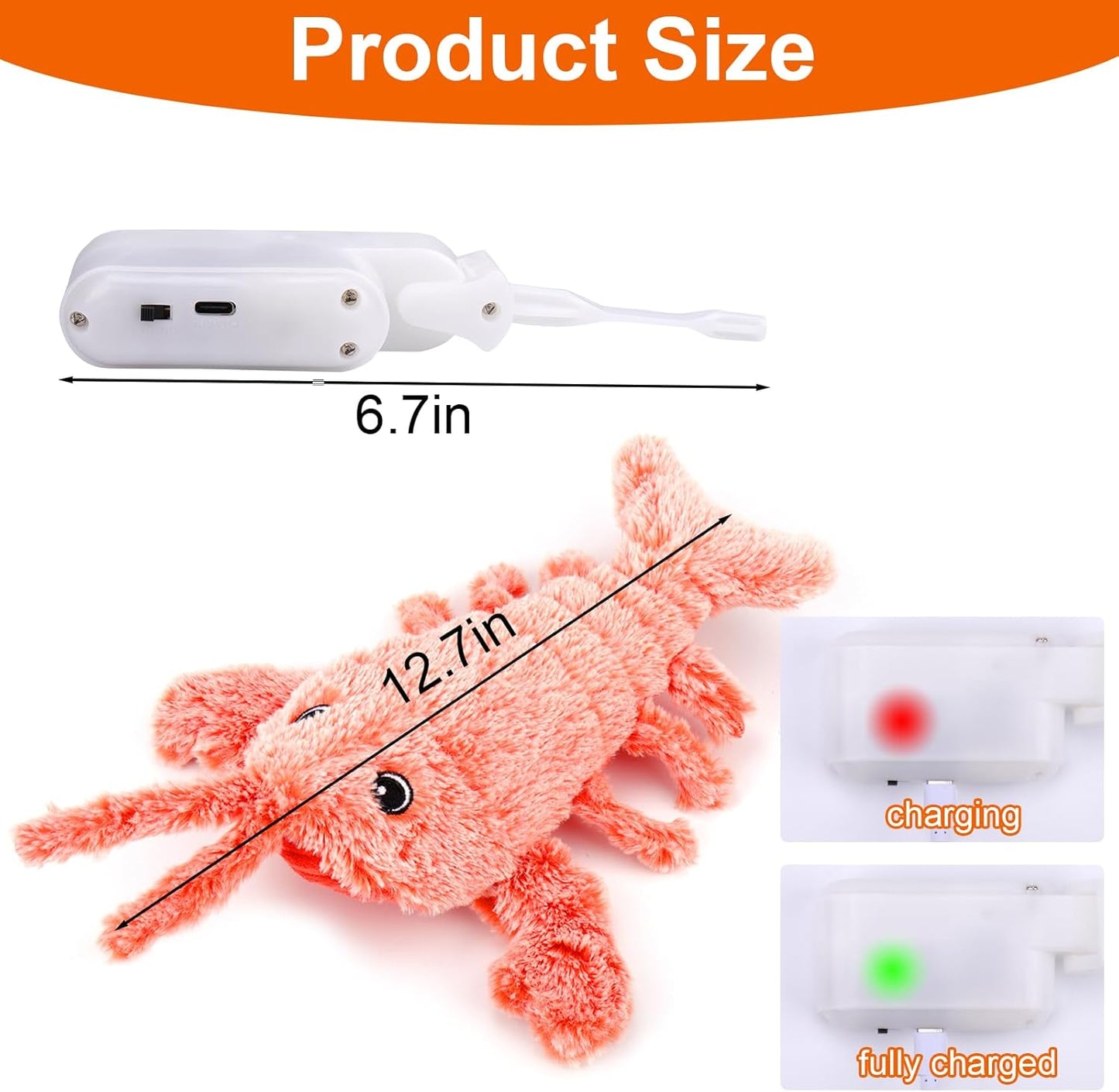 Mity rain Interactive Dog Toys - Wiggly Lobster for Small Medium Large Dogs, Moving Pet Toy to Keep Them Busy for Boredom, Floppy Smart Motion Activate Enrichment, Rechargeable