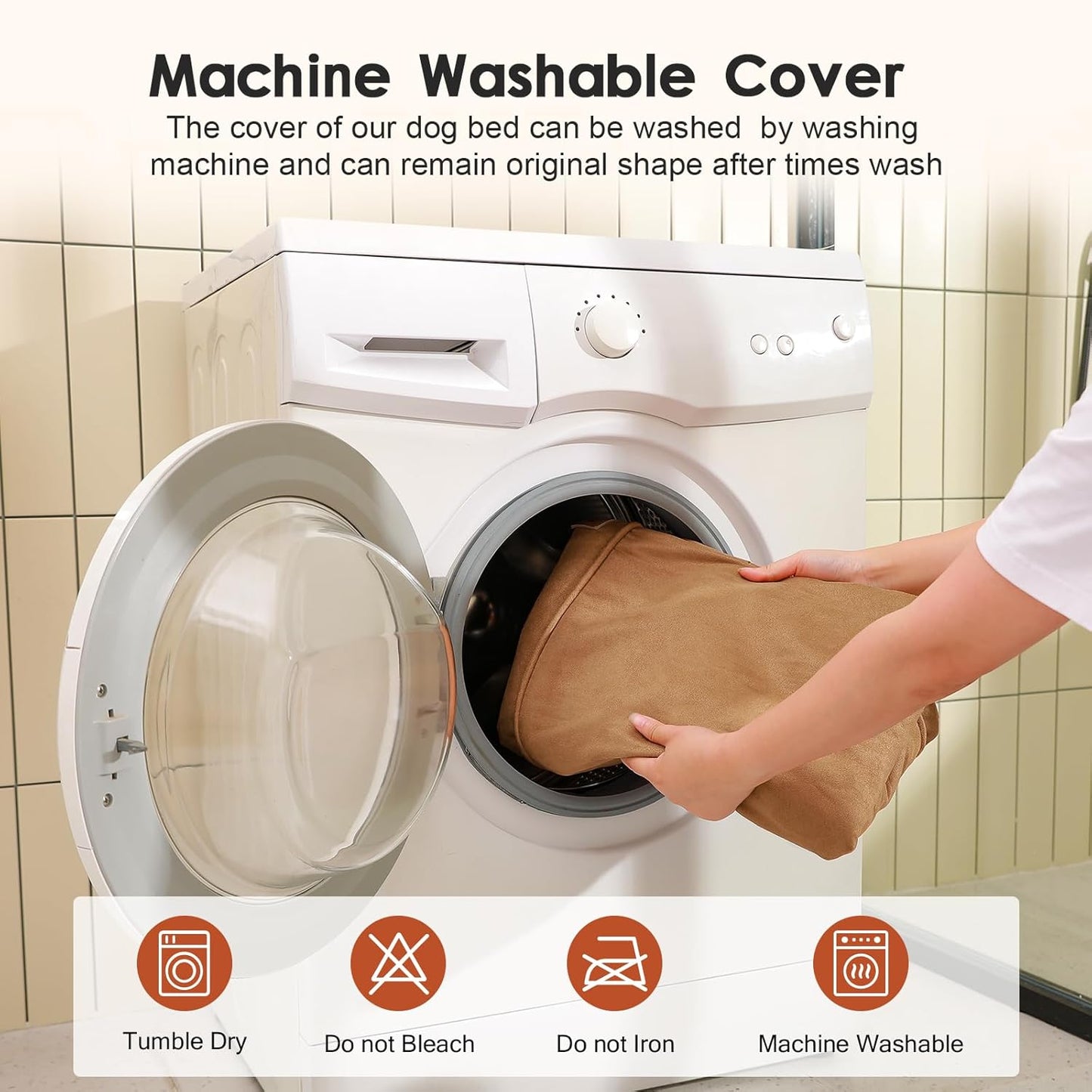 Upgraded Large Dog Bed, 3" Memory Foam with Waterproof Liner, Chew Resistant Microsuede Cover, Removable and Washable, for Indoor, Outdoor, and Car Use, Nonskid Base, 44x32 Inches XXL Khaki