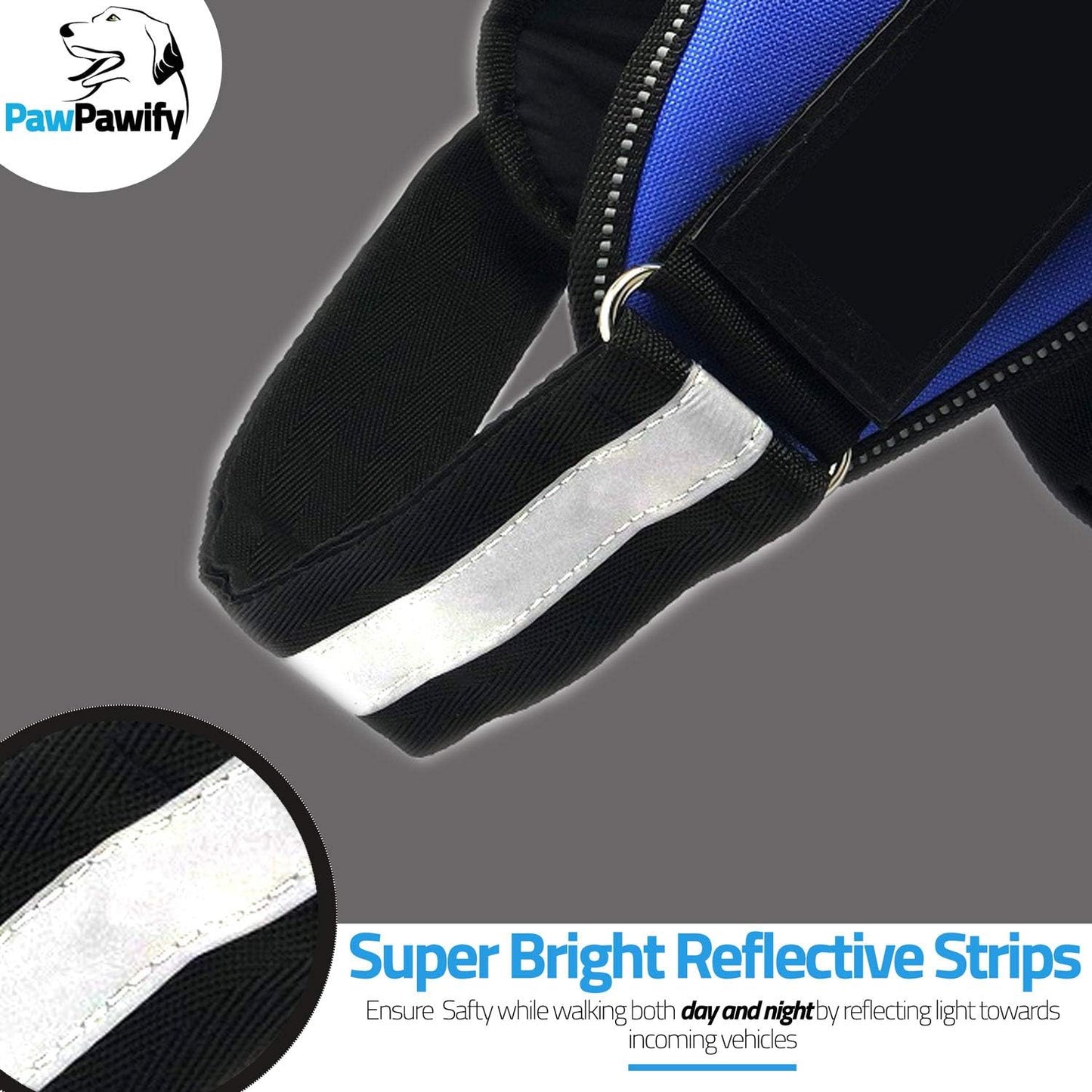 PawPawify Custom No Pull Dog Harness with Name and Phone Number, Heavy Duty Personalized Pet Vest to Prevent Tugging, Pulling, or Choking, Training and Walking (Camouflage Blue, L (40-60 LBS))