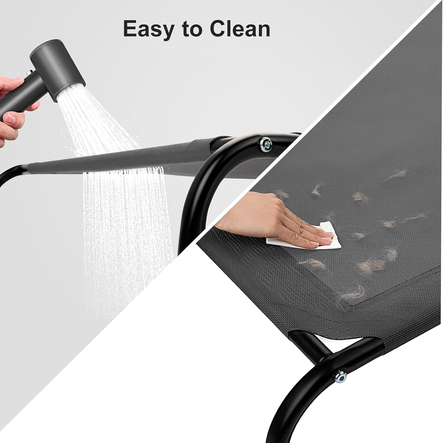 Cooling Elevated Dog Bed for Extra Large Dogs with Non-Slip Floor Protectors & Breathable Mesh, XL Raised Indoor & Outdoor Dog Cot Hammock, 54" L x 35.5" W x 8" Th, X-Large, Grey