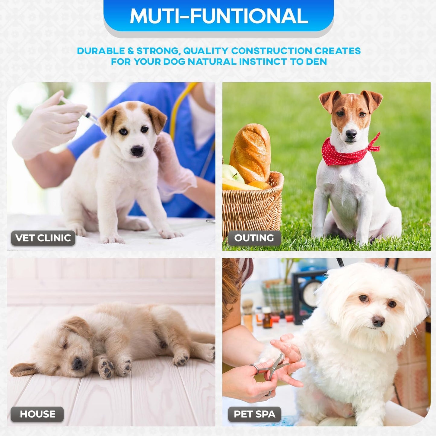 FDW Dog Crate for Small Dogs 18 Inch Folding Metal Wire Pet Cage Double Door W/Divider Panel Indoor Outdoor Kennel Leak-Proof Plastic Tray,Black