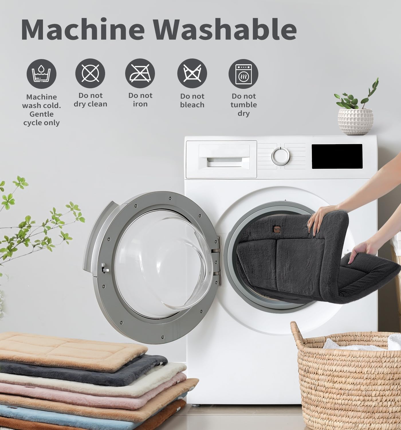 Made4Pets Dog Crate Pad Bed for Extra Large Dogs, Washable & Reversible, Anti-Slip Kennel Mat for Cozy Sleeping, Soft Fluffy Dog Bed for Indoor & Outdoor Use, 48"x30", Dark Gray