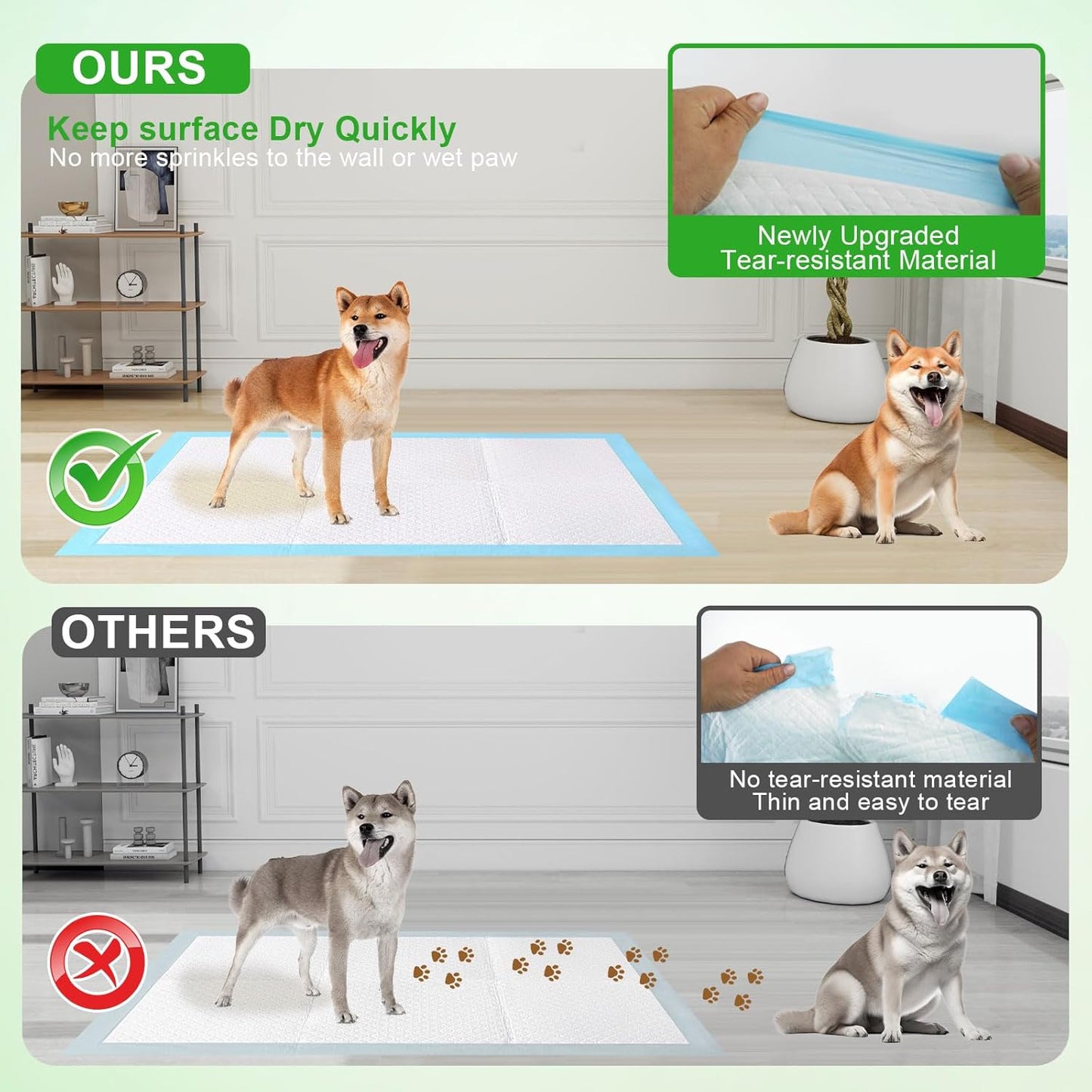 Pee Pads for Dogs & Cats, Extra Large 36"X51", 100 Count, Blue, Polymer & Polyethylene (PE), 6 Layers, Disposable Pet Training Pads