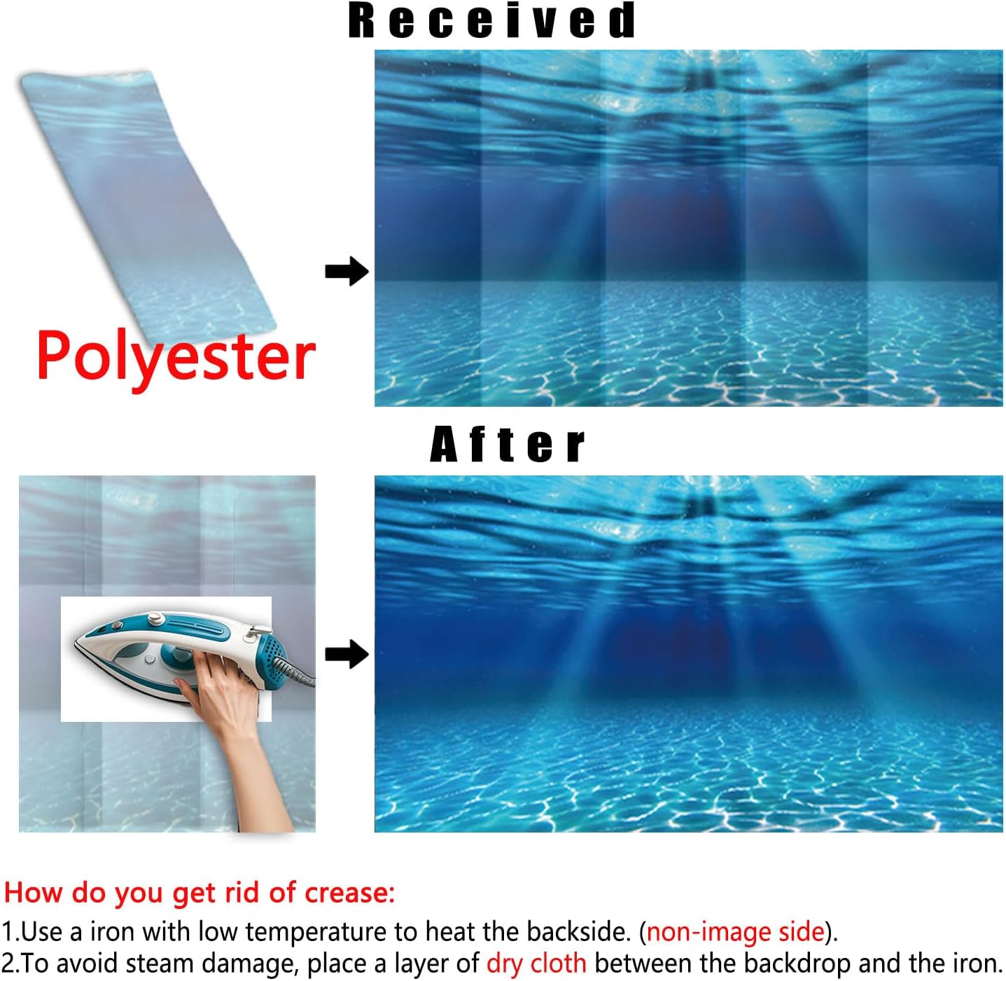 Natural Undersea Aquarium Background, Underwater Ocean Sunlight Fish Tank Background 36X18IN with 8 EVA Double-Sided Tape