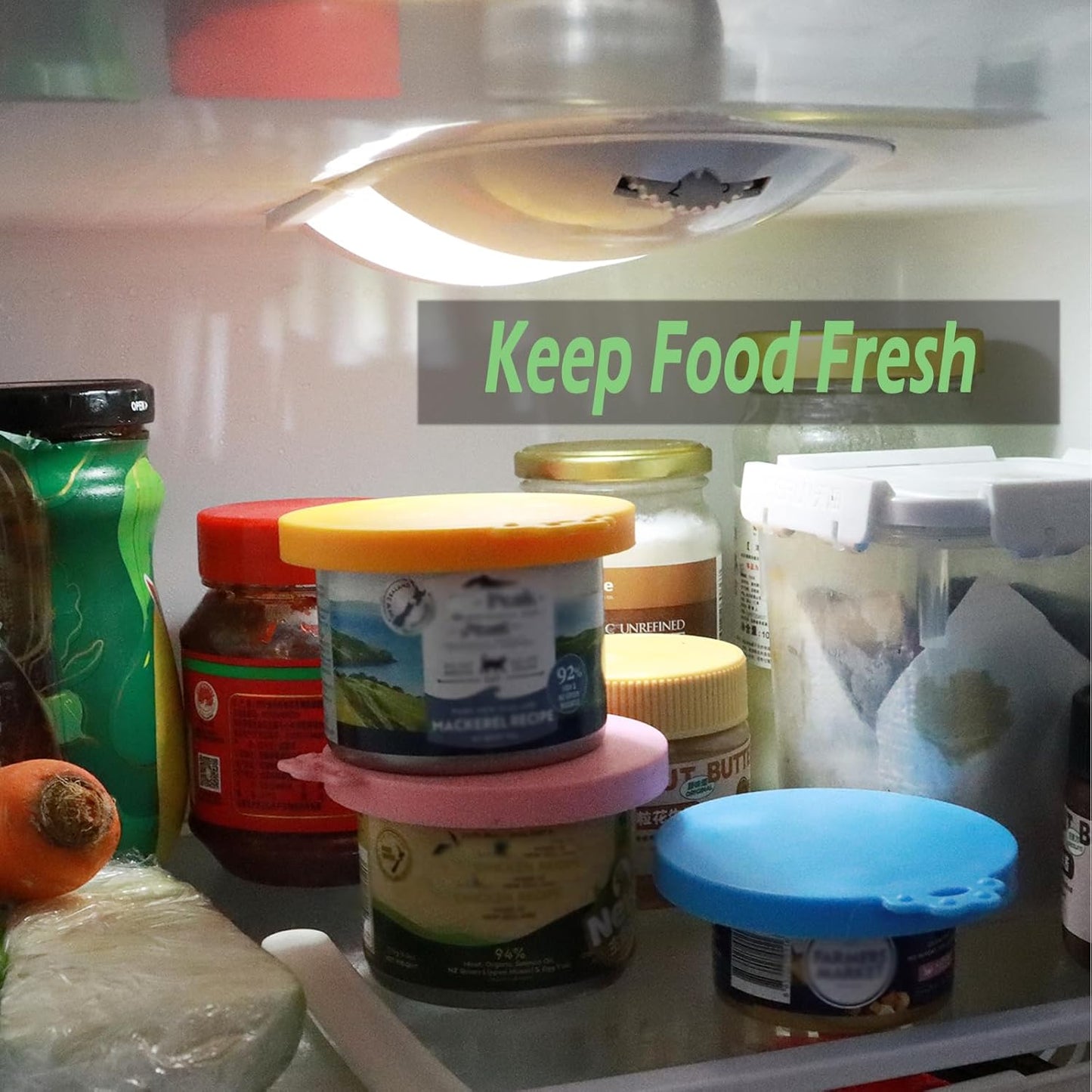 Food Can Spoon & Lids, One Multi-Functional Opener Spatula, 4 PCS BPA Free Silicone Universal Can Covers, Cute Paw Shape Spoon for Cat Dog Wet Food (Orange)