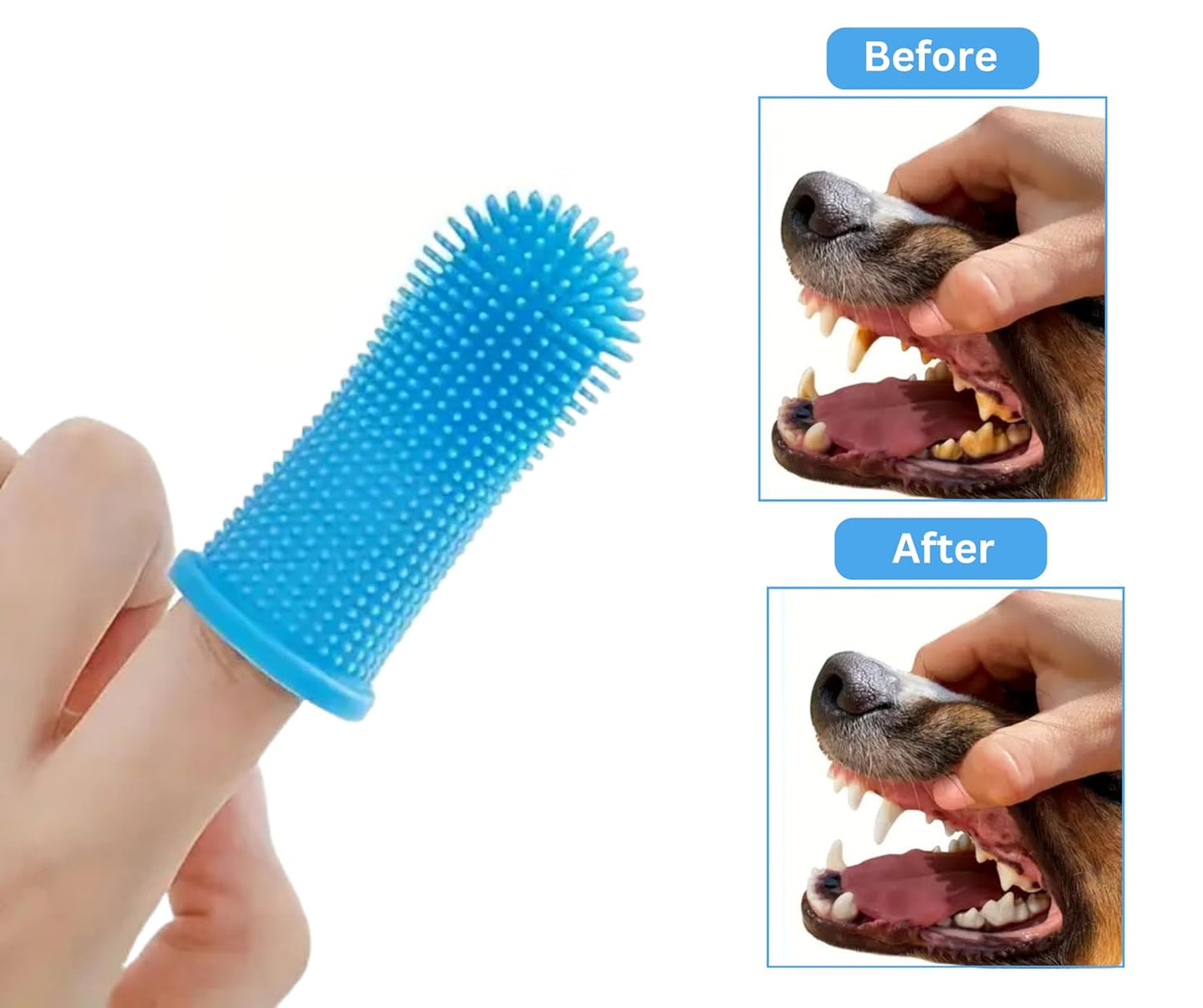 3-in 1 Dog & Cat Grooming Supplies- Self-cleaning Slicker Brush, Deshedding Rake Comb, And Finger Toothbrush For Dogs & Cats | Perfect For Pet Grooming Kit, Dematting And Dental Tool (blue)