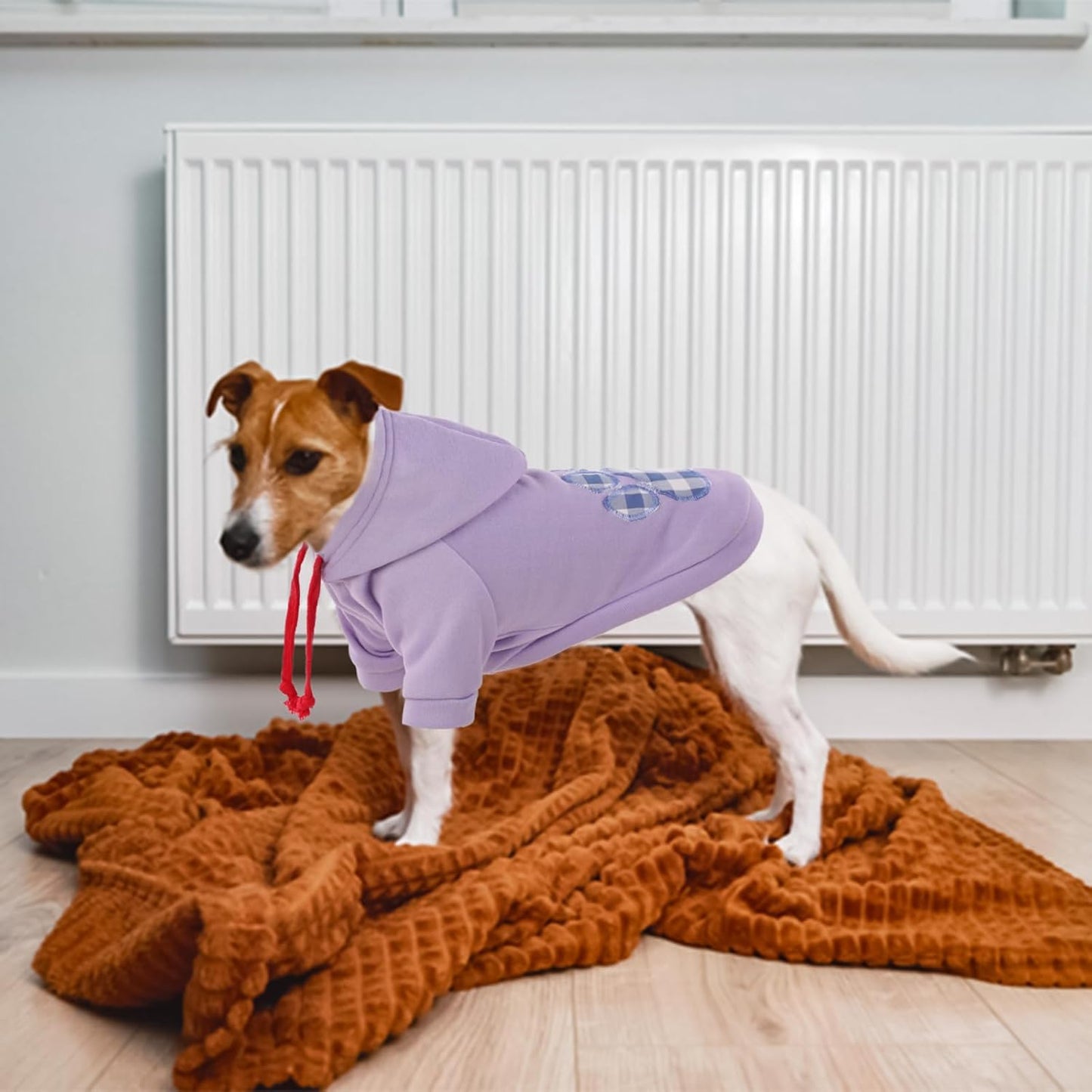 SAWMONG Dog Hoodie,Flannel Pet Hooded Sweater with Hat Puppy Pullover Sweater Shirt,Dog (Purple,2XL)