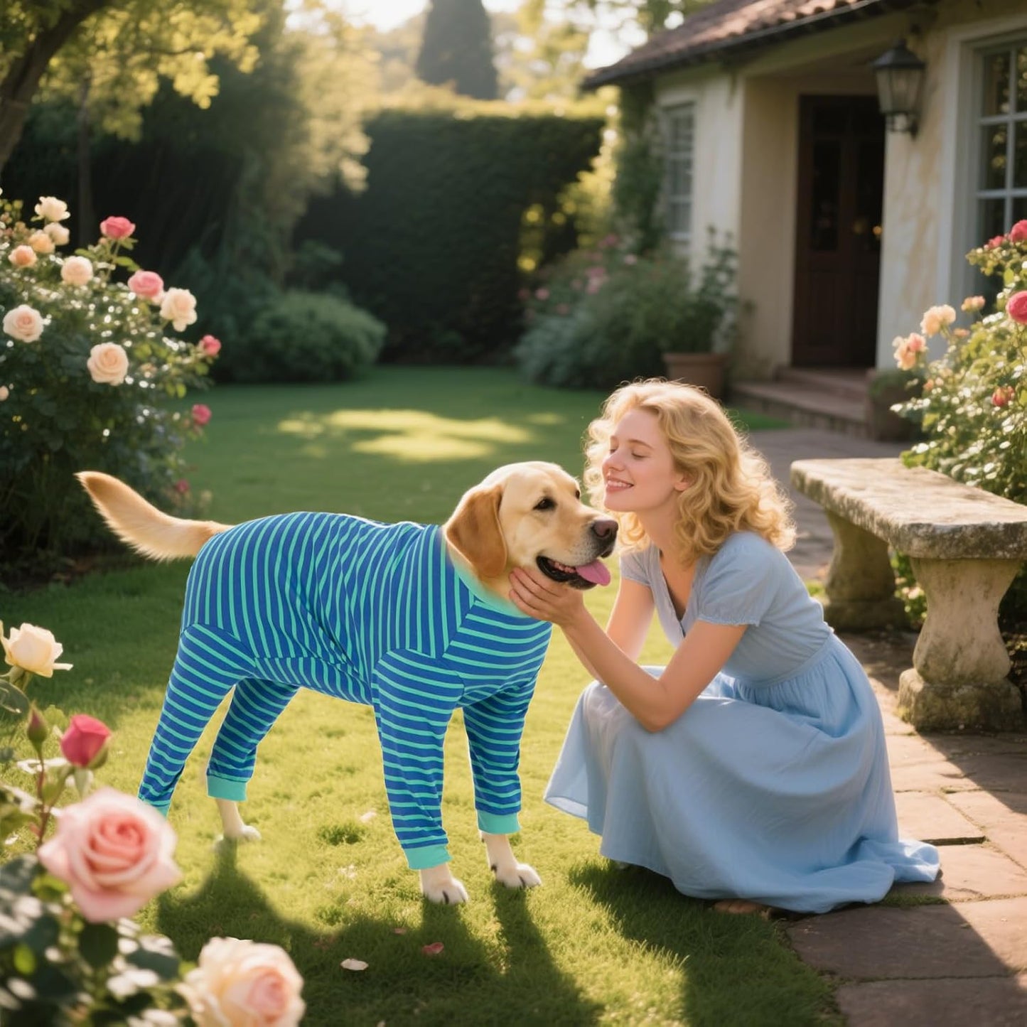 Yeapeeto Dog Onesie Surgery Recovery Suit for Large Medium Bodysuit Dogs Pajamas PJS Full Body for Shedding, Prevent Licking, Wound Protection, Cone Alternative… (Blue Green, 6X-Large (Pack of 1))