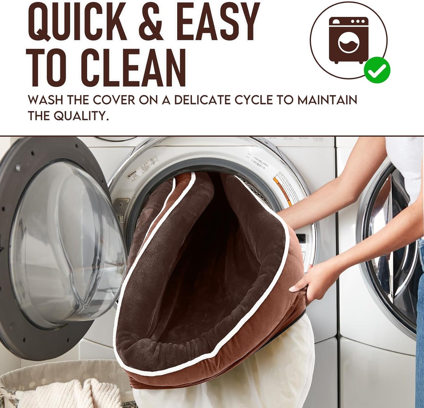 OhGeni Orthopedic Big Dog Couch Pet Sofa XL Sized Cat Beds with Comfort Foam Support, Soft Comfortable Fabric, Machine Washable Waterproof Removable Cover, 42-Inch (Brown)