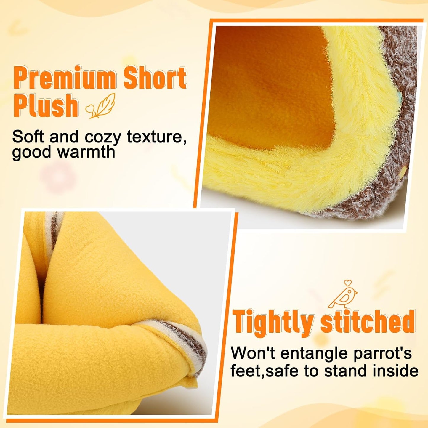 MEWTOGO Medium Warm Bird Nest House - Cozy Bird Bed for Cage with Mat, Hanging Hammock Shed Hideaway Hut for Budgerigar Monk Parakeet Rose-Ringed Parakeet Plain Parakeet Sun Conure Cockatiel