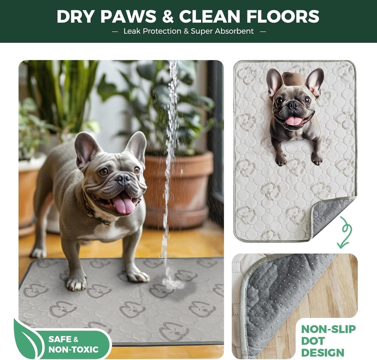 FXW Washable Pee Pads for Dogs, Puppy Pads with Super Absorbent, Specifically Designed for FXW Rollick/Homeplus 24inch 6 Panels Dog Playpen, 31" Hexagon, Khaki, 1 Pack