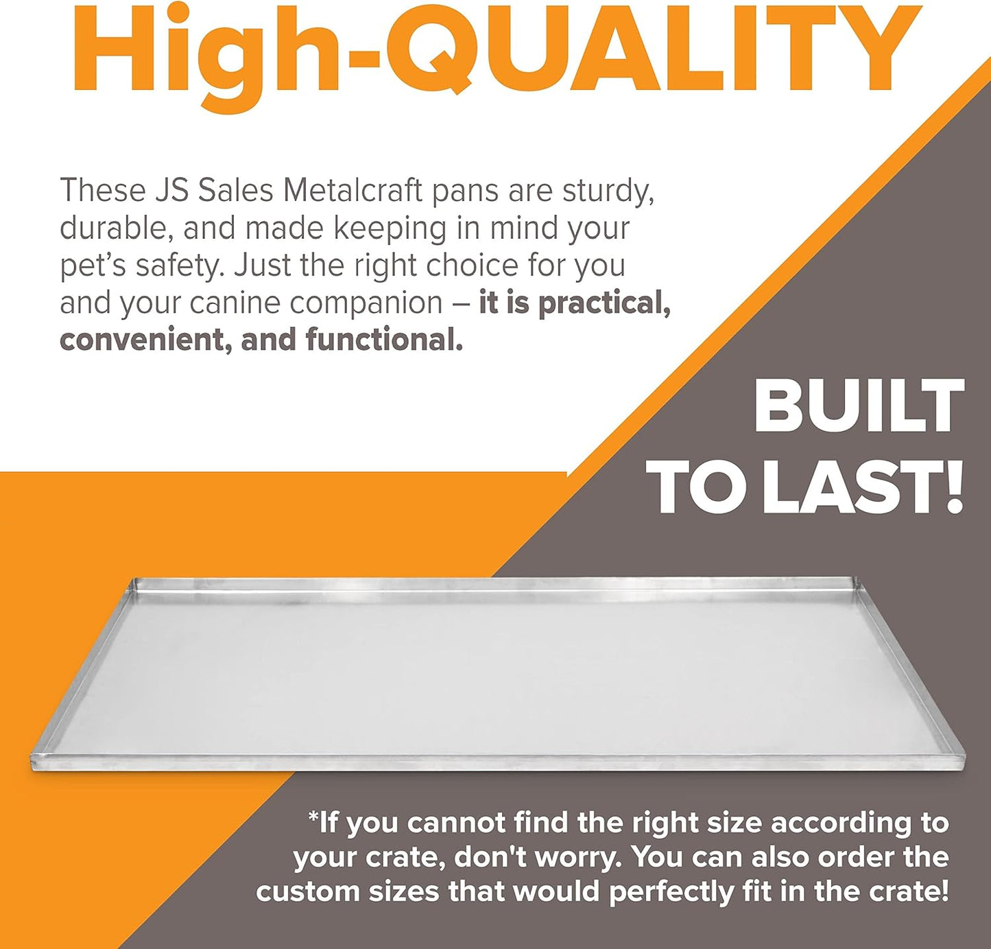 Metal Replacement Dog Crate Pan Chew Proof Crack Proof Pet Kennel Tray Central Dog Training Crate Pan Pet Supplies (Stainless Steel, 47.25" L X 29.375" W X 1")