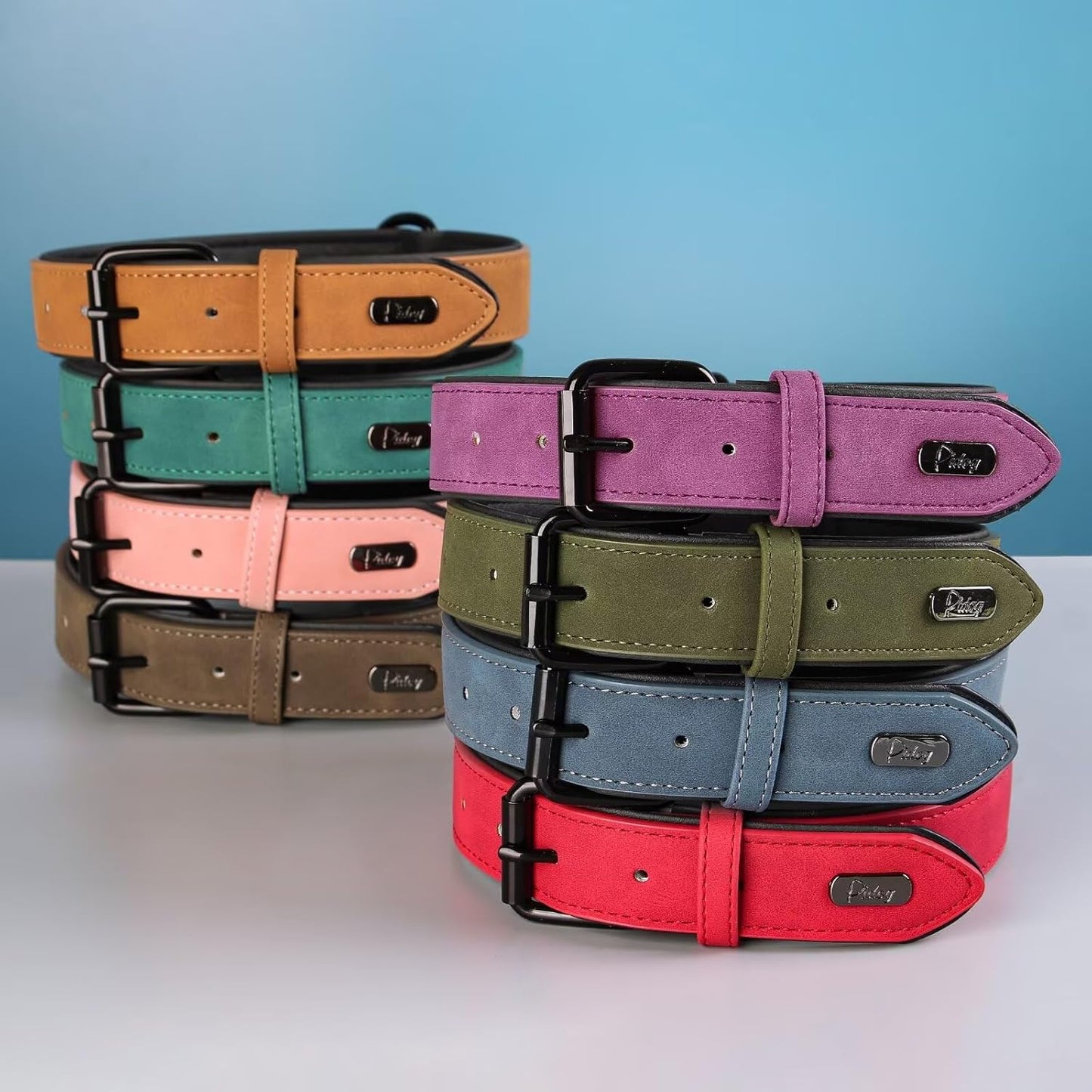 Didog Soft Padded PU Leather Dog Collar, Breathable and Adjustable Dog Collar for Large Dogs, Comfortable for Daily Walk, Light Brown, XL Fit Neck 17-21"(44-71 lbs)