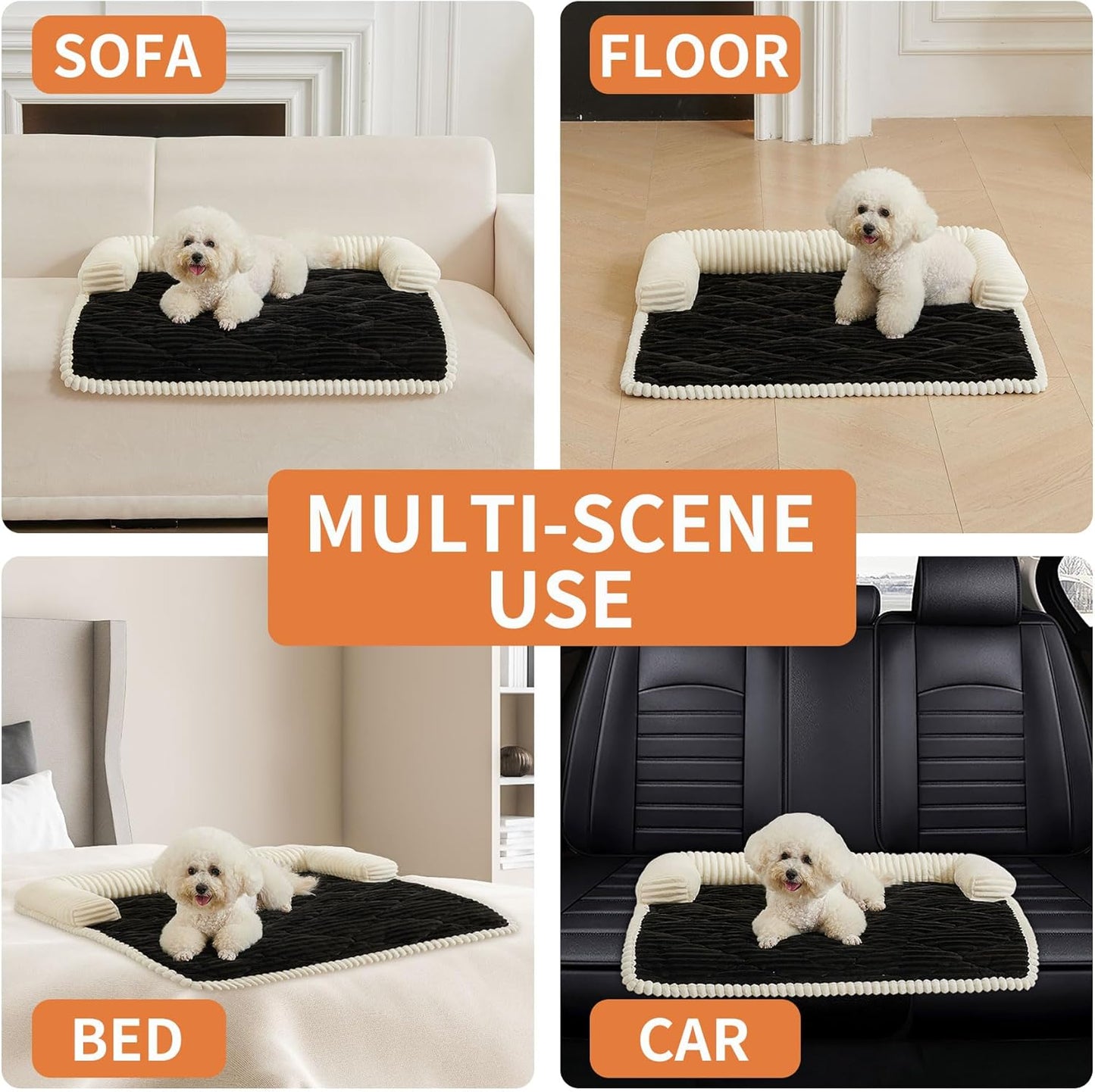 HAOMAIJIA Dog Couch Bed for Large Dogs, Non Slip Pet Couch Covers for Sofa Thick Soft Washable Dog Couch Cover Protector All Seasons Universal Dogs and Cats Bed Mat (Black, Large)