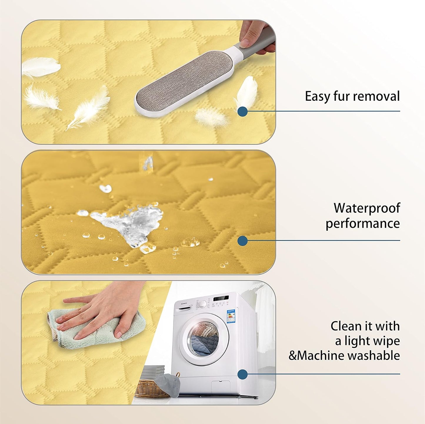 gogobunny 100% Double-Sided Waterproof Dog Bed Cover Pet Blanket Sofa Couch Furniture Protector for Puppy Large Dog Cat, Reversible (30x30 Inch (Pack of 1), Dark Yellow/Light Yellow)