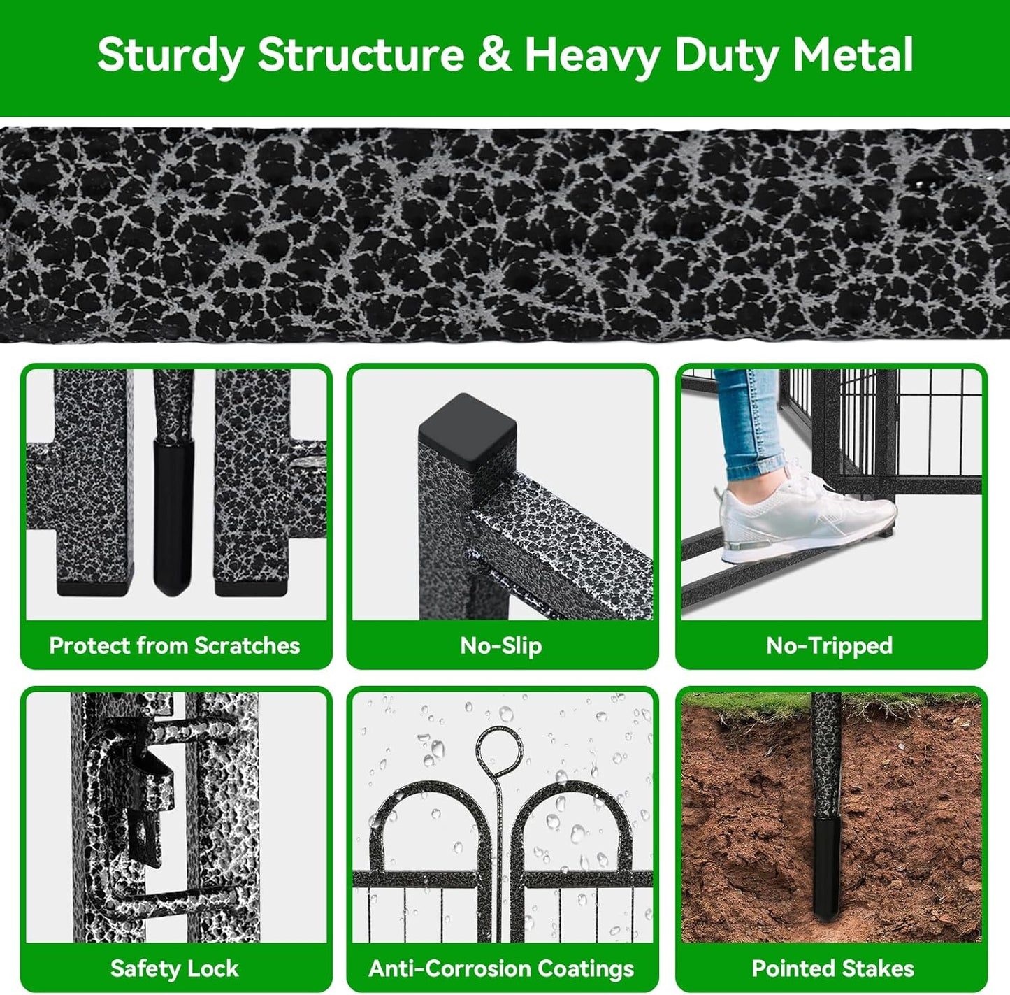 Dog Playpen Outdoor 32 Panels Heavy Duty Dog Fence 40" Height Anti-Rust with Doors Portable for RV Camping Yard, Total 71FT, 406 Sq.ft, Snowy Black