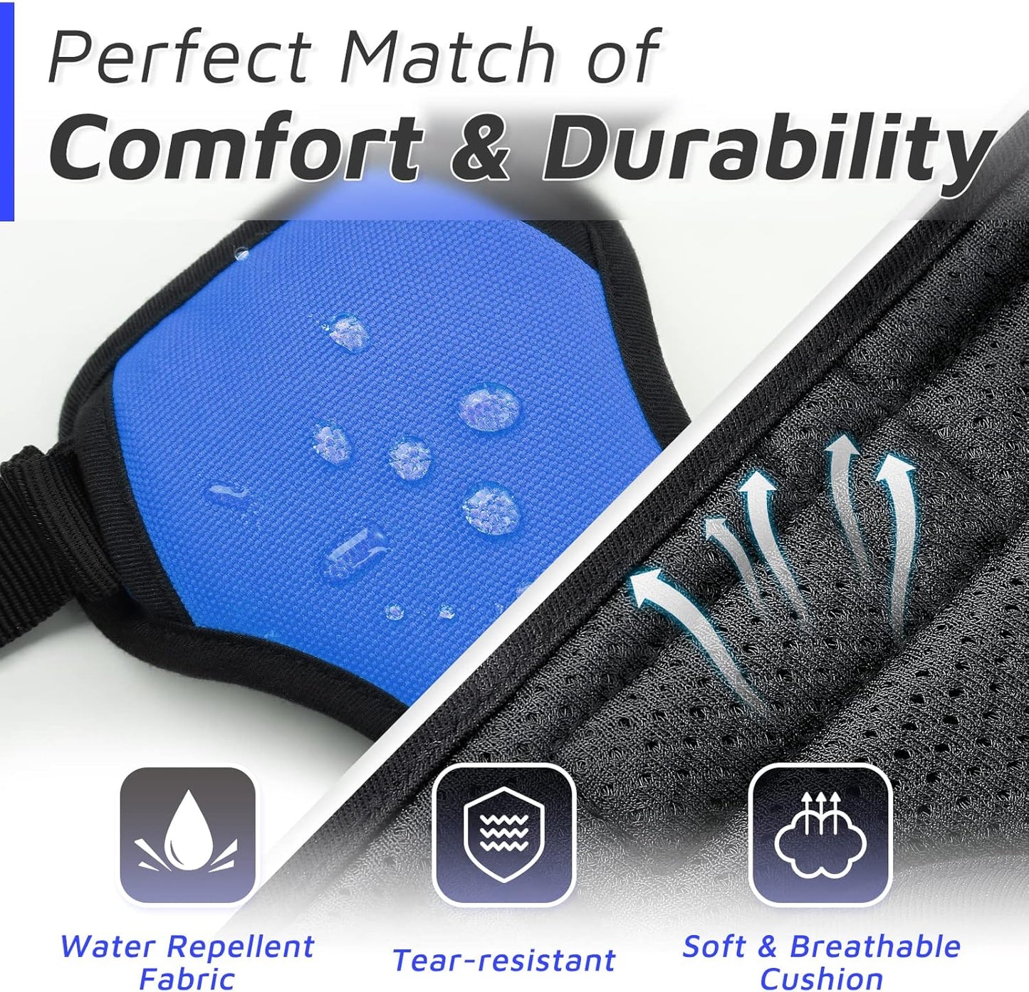 Eagloo Dog Harness Medium Sized Dog, No Pull Service Vest with Reflective Strips and Control Handle, Adjustable and Comfortable for Easy Walking, No Choke Pet Harness with 2 Metal Rings, Blue, M