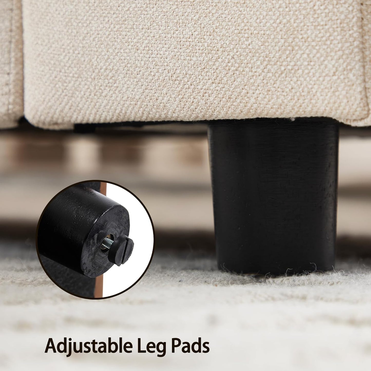 Beige Storage Bench for Entryway, 55" Bedroom Ottoman with Storage Large Linen Fabric Upholstered End of Bench with Lip for Living Room/Bedroom/Lounge/Shop, Beige