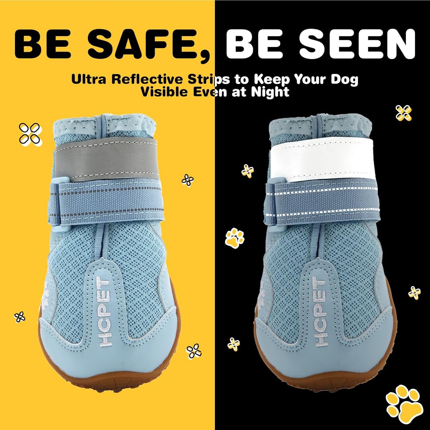 Hcpet Dog Shoes, Dog Boots for Large Dogs, Breathable Dog Booties Paw Protector for Summer Hot Pavement, Winter Snowy Day, Outdoor Walking, Indoor Hardfloors Anti Slip Sole Blue Size 8