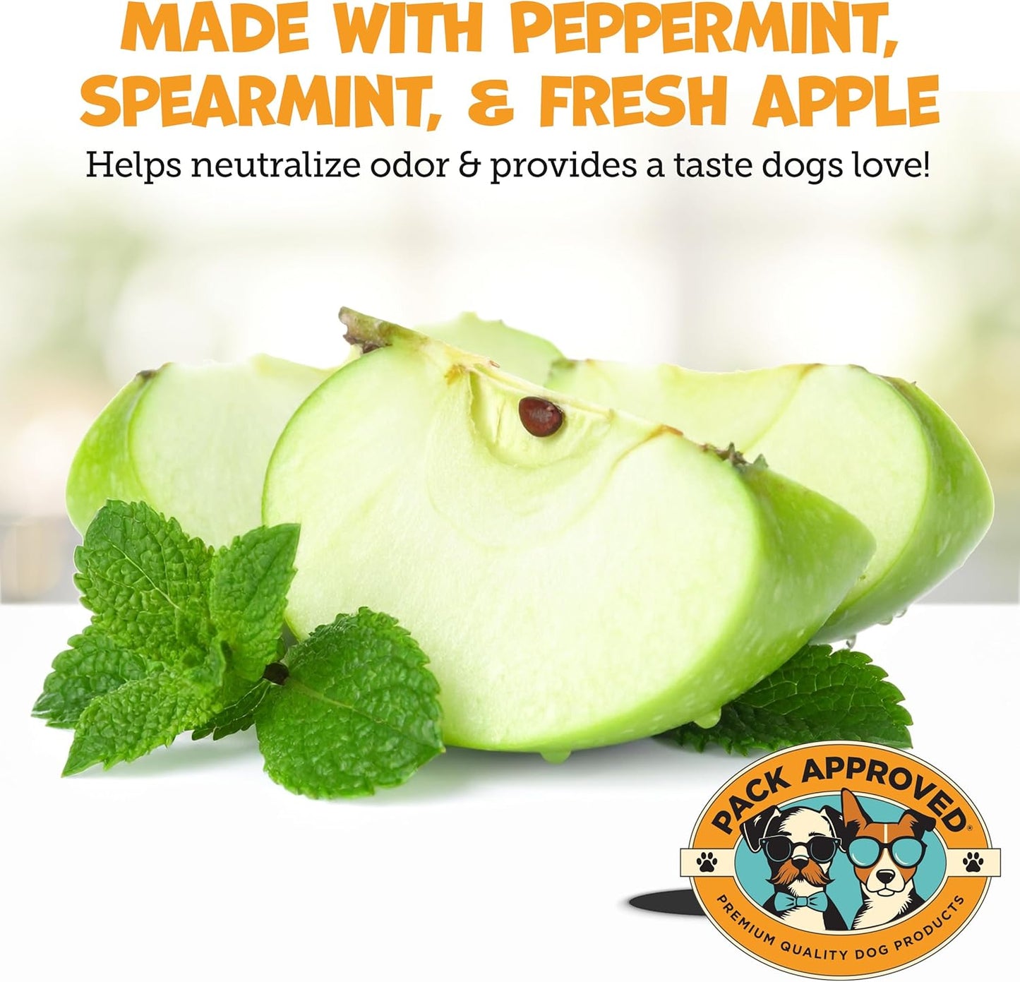 Dental Wipes for Dogs - Dog Teeth Wipes for Oral Care, Tartar and Plaque Remover - Cleans and Freshens Breath for Dogs with Fresh Apple & Mint Scent - Dog Teeth Cleaning Pads – 100 Count