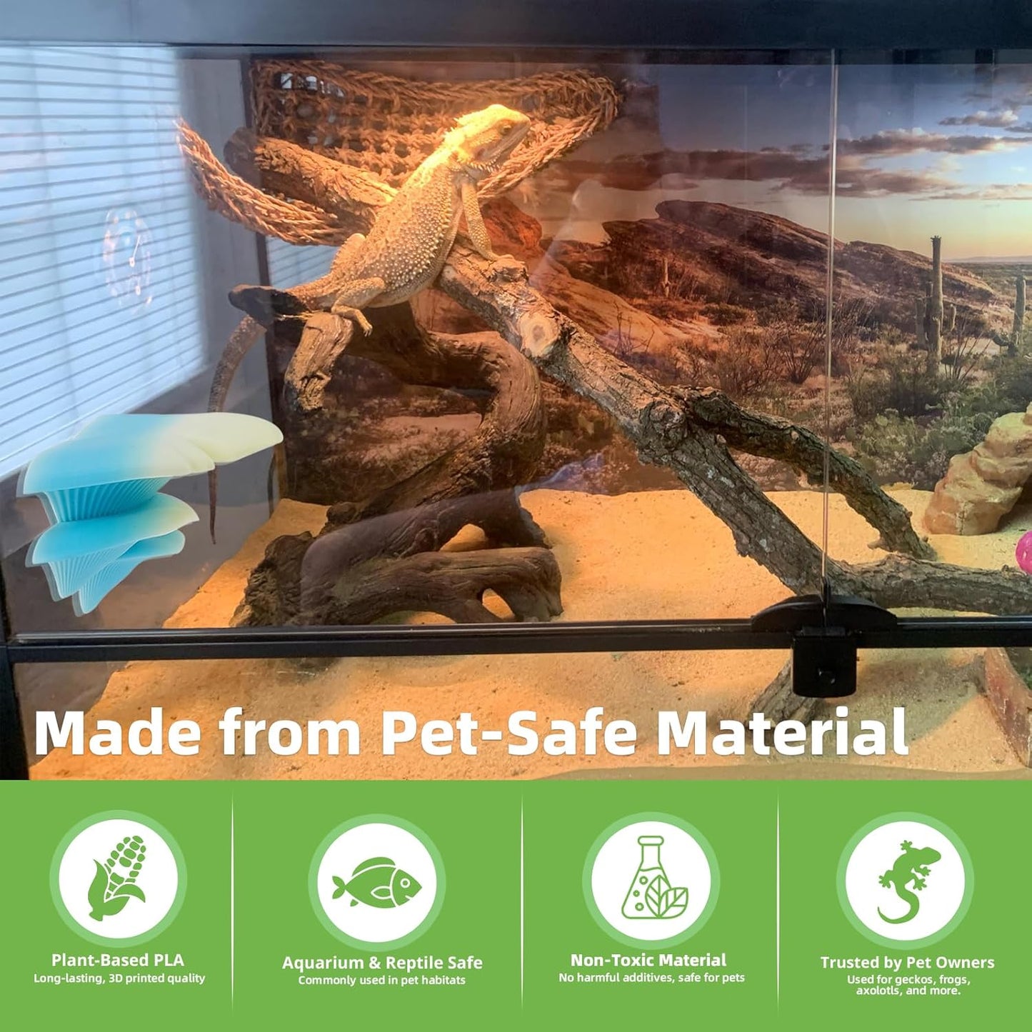 Mushroom Decor for Reptile Tank, Fish Tank, Pet-Safe Bearded Dragon Tank Accessories, Realistic Terrarium Plants for Crested Geckos, Frogs (Rainbow Trio Cap, Randomly Shipped from 3 Styles)