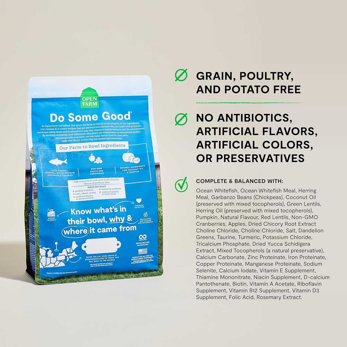 Open Farm Catch-of-The-Season Whitefish Grain-Free Dry Cat Food, Wild-Caught Fish Recipe with Non-GMO Superfoods and No Artificial Flavors or Preservatives, 8 lbs