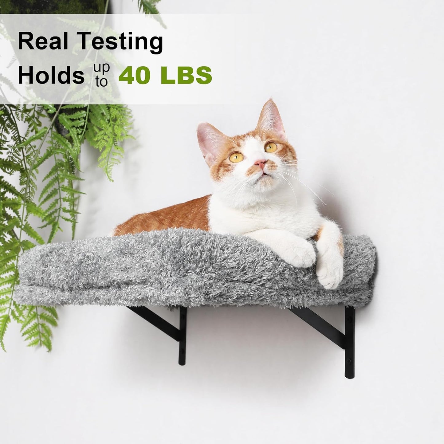 FUKUMARU Cat Wall Shelves, Stable & Safe 4 in 1 Cat Furniture Set, Wooden Climbing Wall with Scratching Post for 16 Inch Drywall - Light Gray