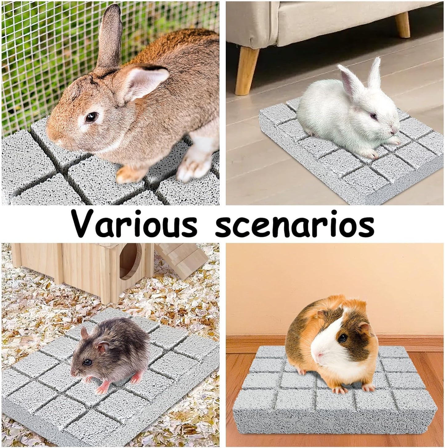 Hamiledyi 6PCS Rabbit Scratching Pads Bunny Lava Grinding Claw Pads Small Animal Foot Pads Hamster Scratch Board Chew Toys for Gerbil Chinchilla Hedgehog Guinea Pig Cage Accessories