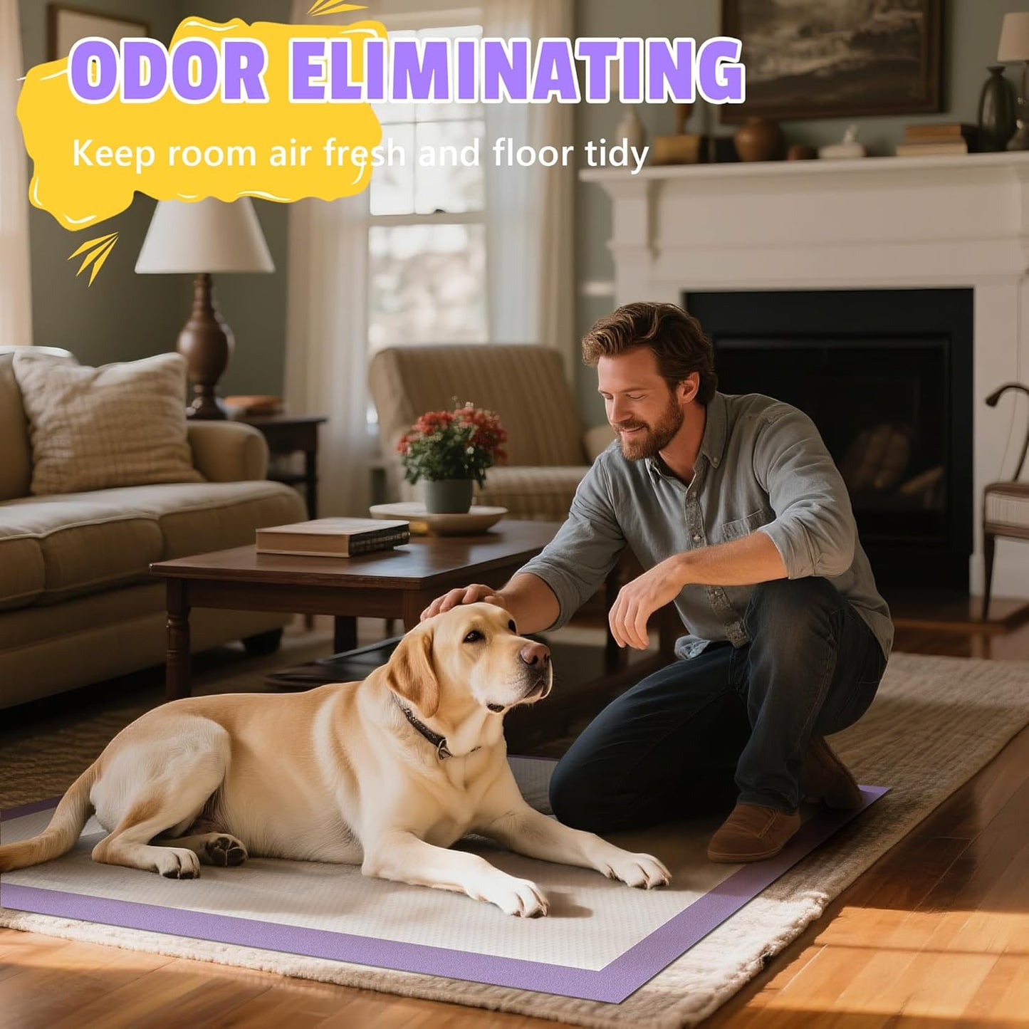 Boscute Lavender Scented Thicken 6 Layers Heavy Absorbent 30"x36" Pet Training Dog Pee Pads, Extra Large Polymer Leak-Proof Quick Dry Puppy Pee Pads, Disposable Pee Pads for Dogs Cats Rabbit 30Counts