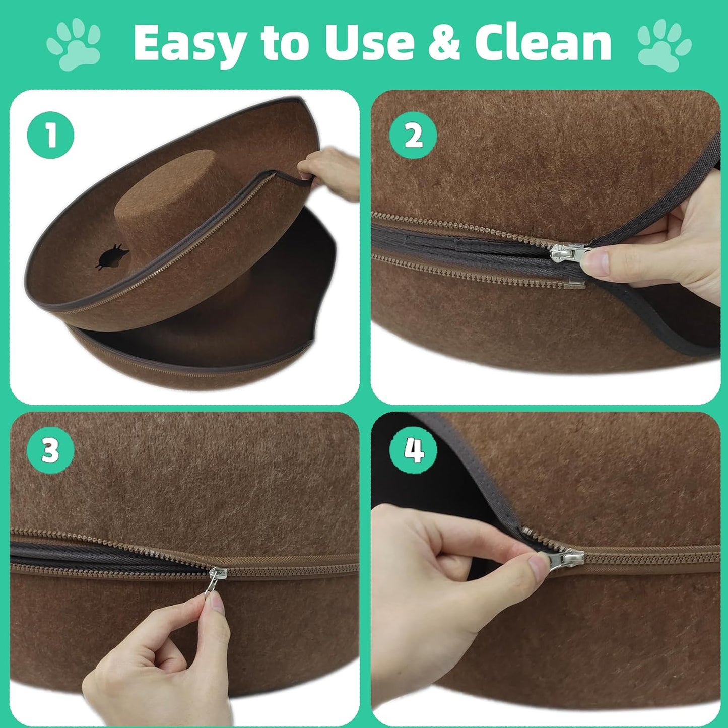 Donut Cat Tunnel Bed Peekaboo Cat Cave for Large Cats Up to 30 Lbs, Kitty Interactive Playing Tent House for Multiple Cats,Detachable,Scratch Resistant (Brown, Medium - 20 Inch Diameter)