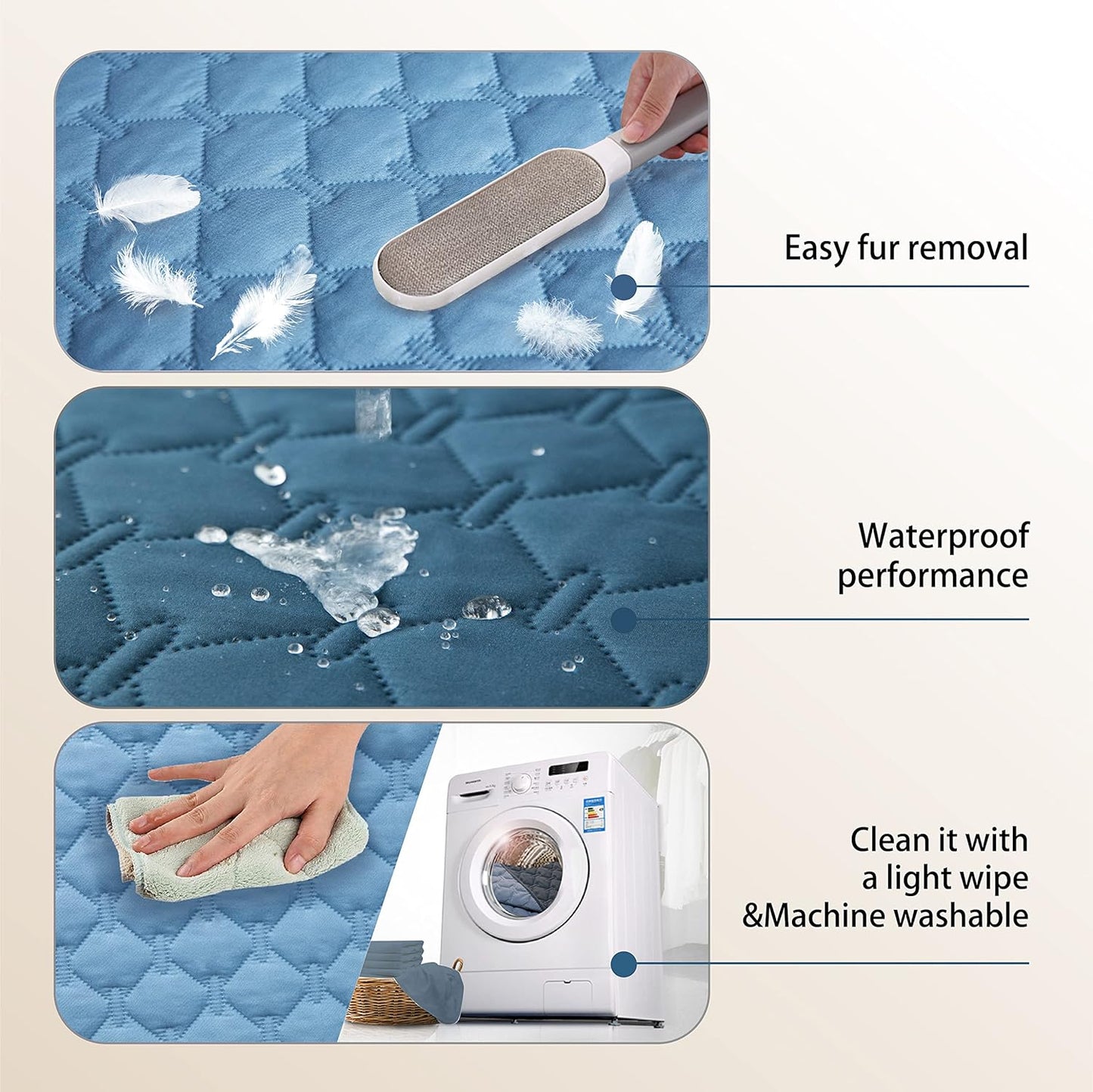 gogobunny 100% Double-Sided Waterproof Dog Bed Cover Pet Blanket Sofa Couch Furniture Protector for Puppy Large Dog Cat, Reversible (52x82 Inch (Pack of 1), Dark Blue/Light Blue)