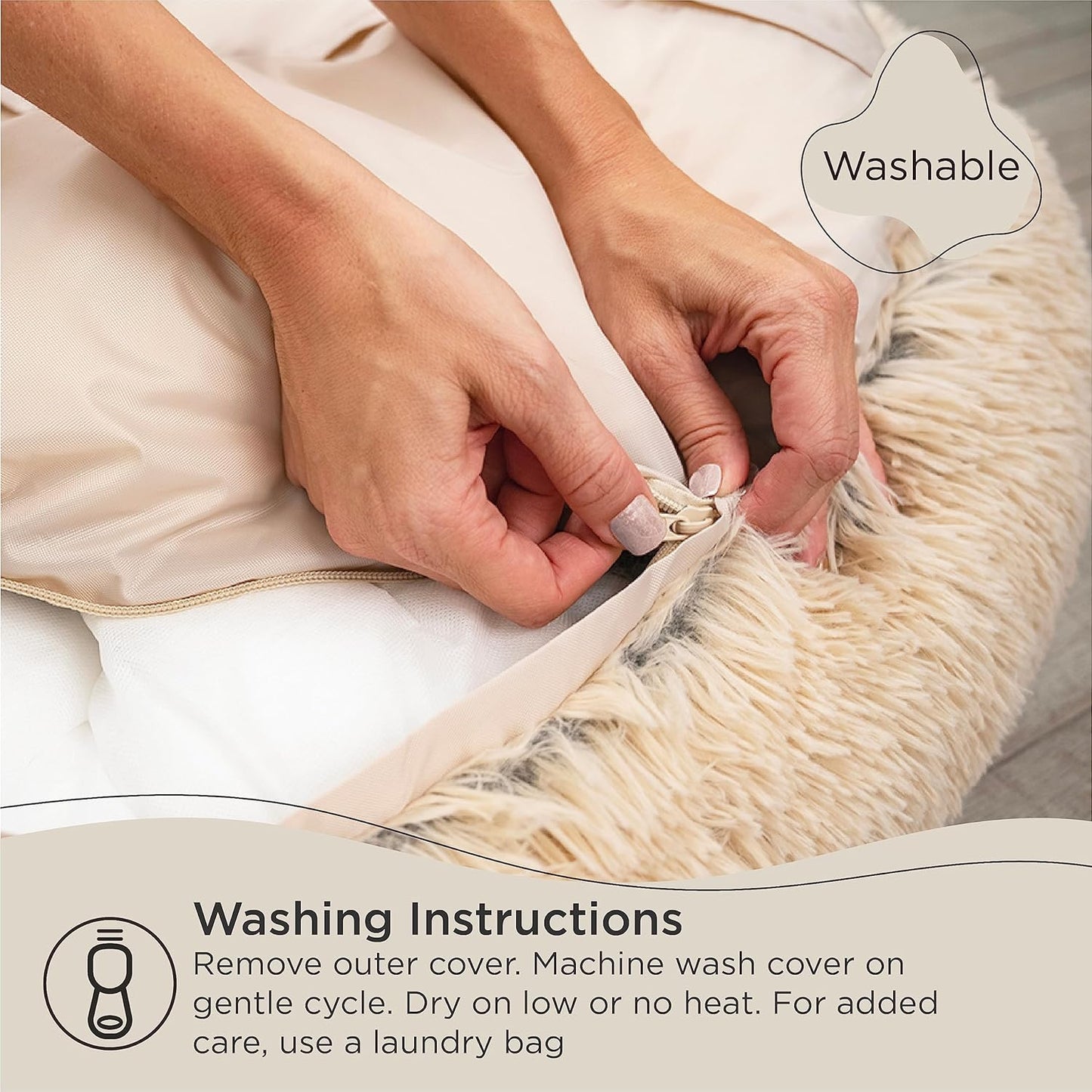 Best Friends by Sheri Original Calming Donut Dog and Cat Bed, Shag Faux Fur, Sage Green, (30in x 30in) - Anxiety Relief for Pets Up to 45 lbs