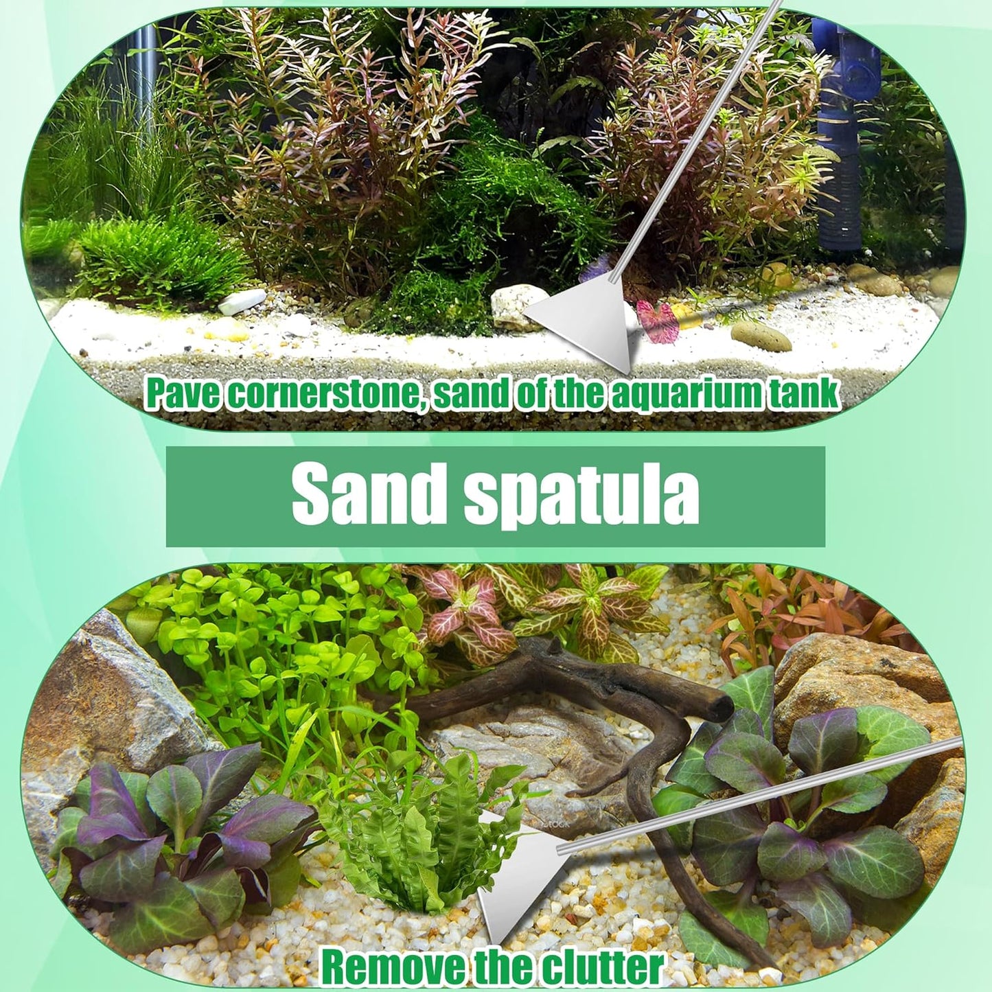 Aquarium Aquascape Tools Kit, 4 in 1 Anti-Rust Aquatic Plant Aquascaping Tool Stainless Steel Black Tweezers Scissors Spatula for Aquarium Tank Clean Fish Tank Aquascape Accessories Set