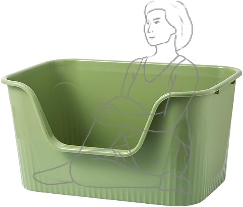 Vealind Extra Large Litter Box with High Sides, XL Litter Boxes for Big Cats, High Sided Litter Pan, Leak-Proof & Anti-Splashing, Easy Clean & Durable (25” * 17” * 13” Green)
