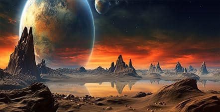 60X24IN Cosmic Aquarium Background, Cool Parallel Space Themed Fish Tank Background, Tropical Desert Terrarium Background with 8 EVA Double-Sided Tape