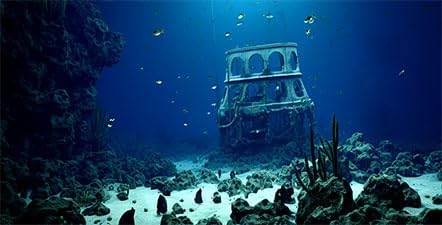 30X18IN Natural Underwater Aquarium Background, Pictures 3D Fish Reef Fish Tank Decoration Background, with 8 EVA Double-Sided Tape