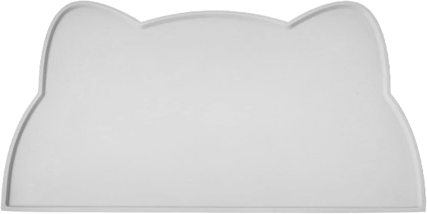 Cat Food Mat, Silicone Pet Feeding Mat for Floor Non-Slip Waterproof Dog Water Bowl Tray Cushion (20" x 12", Light Gray)